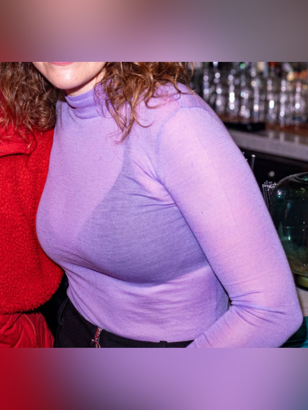 Nanushka Lilac Long Sleeve Mock Neck Top (Large)